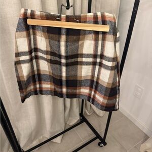 SHEIN Checkered Mini Skirt in Brown and Cream